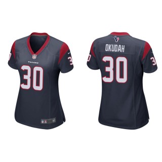 Women's Jeff Okudah Texans Navy Game Jersey