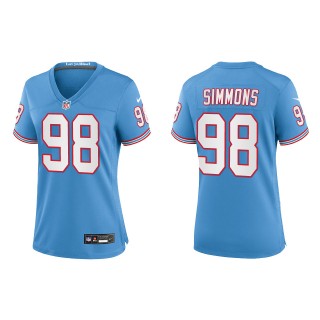 Jeffery Simmons Women Tennessee Titans Light Blue Oilers Throwback Alternate Game Jersey