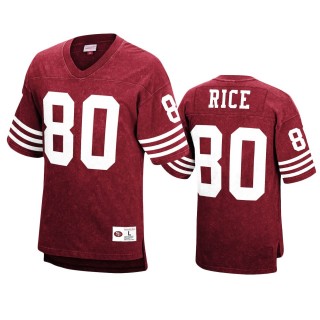 San Francisco 49ers Jerry Rice Scarlet Acid Wash Retired Player Jersey