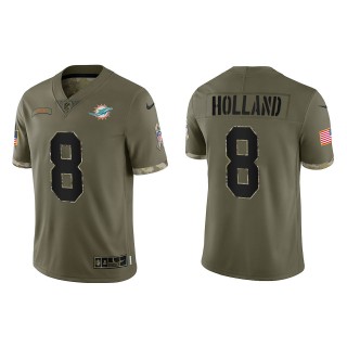 Jevon Holland Miami Dolphins Olive 2022 Salute To Service Limited Jersey
