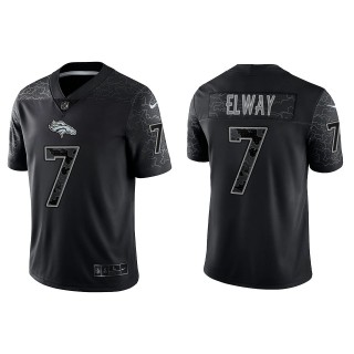 John Elway Denver Broncos Black Reflective Limited Jersey