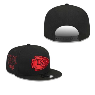 Kansas City Chiefs Black Goth Side Script 9FIFTY Snapback Hat
