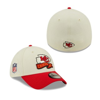 Men's Kansas City Chiefs Cream Red 2022 Sideline 39THIRTY 2-Tone Flex Hat