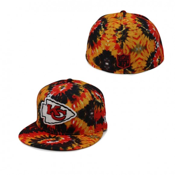 Kansas City Chiefs Red Black Orange Tie Dye 59FIFTY Fitted Hat