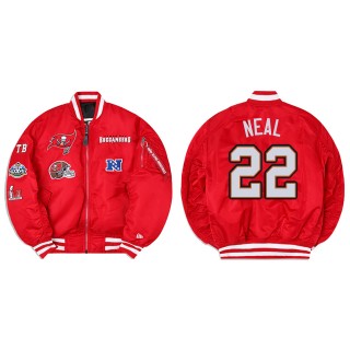 Keanu Neal Alpha Industries X Tampa Bay Buccaneers MA-1 Bomber Red Jacket