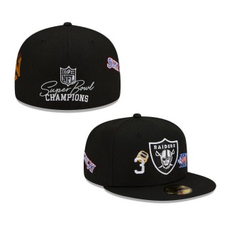 Men's Las Vegas Raiders New Era Black 3x Super Bowl Champions Count The Rings 59FIFTY Fitted Hat
