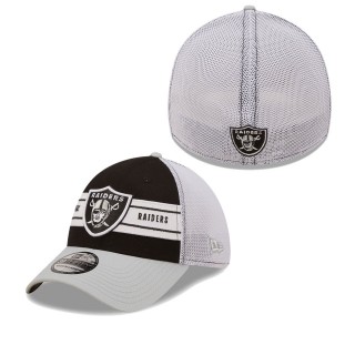 Men's Las Vegas Raiders Black Gray Team Banded 39THIRTY Flex Hat