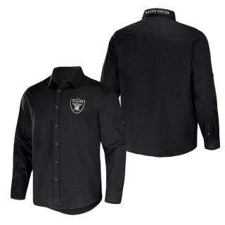 Men's Las Vegas Raiders NFL x Darius Rucker Collection by Fanatics Black Convertible Twill Long Sleeve Button-Up Shirt