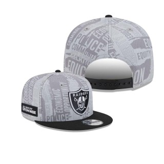 Las Vegas Raiders Gray Black 2023 Inspire Change 9FIFTY Snapback Hat