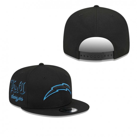 Los Angeles Chargers Black Goth Side Script 9FIFTY Snapback Hat