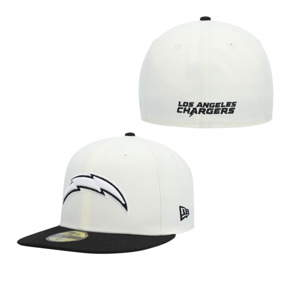 Men's Los Angeles Chargers Cream Black Chrome Collection 59FIFTY Fitted Hat