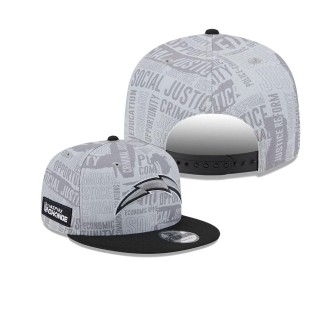 Los Angeles Chargers Gray Black 2023 Inspire Change 9FIFTY Snapback Hat
