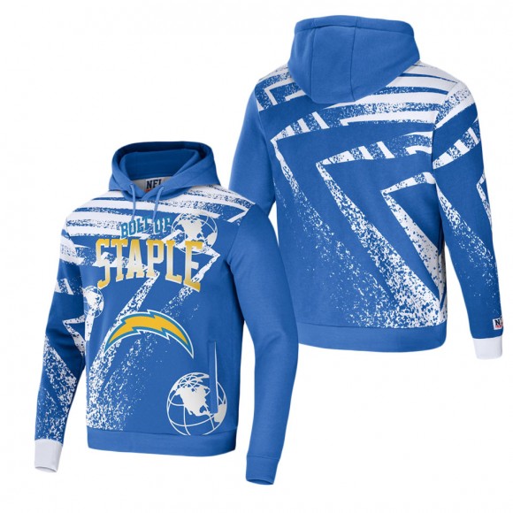 Men's Los Angeles Chargers NFL x Staple Blue All Over Print Pullover Hoodie