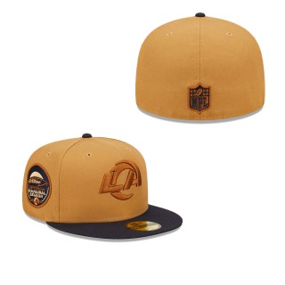 Men's Los Angeles Rams Tan Navy SoFi Stadium Inaugural Season Wheat 59FIFTY fitted hat