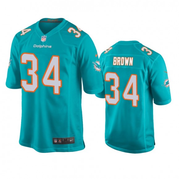 Miami Dolphins Malcolm Brown Aqua Game Jersey