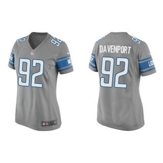 Women's Marcus Davenport Lions Silver Game Jersey