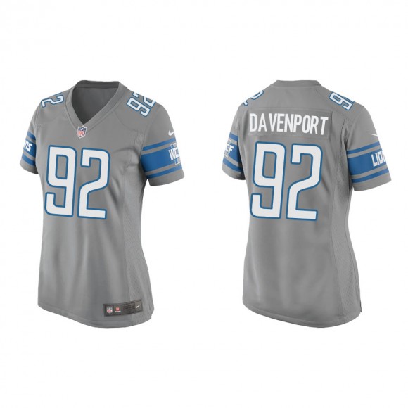 Women's Marcus Davenport Lions Silver Game Jersey