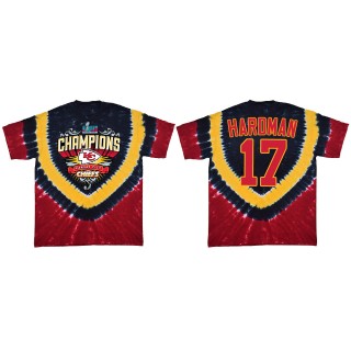 Mecole Hardman Kansas City Chiefs Red Super Bowl LVII Champions Shield Tie Dye T-Shirt