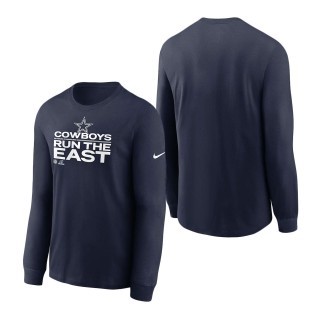 Men Dallas Cowboys Navy 2021 NFC East Division Champions Trophy Collection Long Sleeve T-Shirt