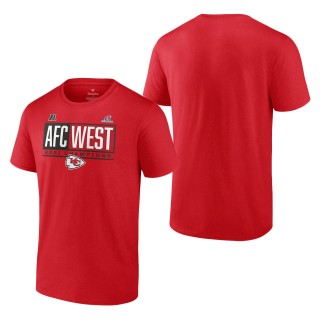 Men Kansas City Chiefs Red 2021 AFC West Division Champions Blocked Favorite T-Shirt
