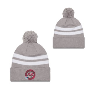 Men Tampa Bay Buccaneers Gray 2021 NFC South Division Champions Top Stripe Pom Knit Hat