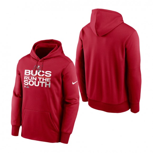 Men Tampa Bay Buccaneers Red 2021 NFC South Division Champions Trophy Collection Pullover Hoodie