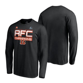 Cincinnati Bengals Black 2021 AFC Champions Iconic Slant Long Sleeve T-Shirt