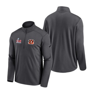 Cincinnati Bengals Anthracite Super Bowl LVI Bound Patch Quarter-Zip Pullover Jacket