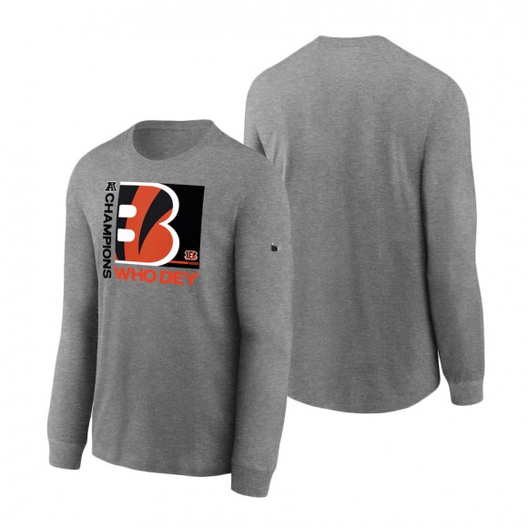 Cincinnati Bengals Heathered Charcoal 2021 AFC Champions Team Slogan Long Sleeve T-Shirt