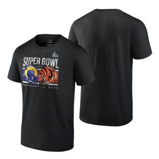 Cincinnati Bengals vs. Los Angeles Rams Black Super Bowl LVI Matchup Big & Tall Dueling T-Shirt