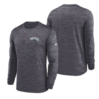 Men's Carolina Panthers Charcoal Velocity Athletic Stack Performance Long Sleeve T-Shirt
