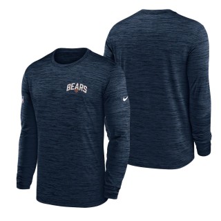 Men's Chicago Bears Navy Velocity Athletic Stack Performance Long Sleeve T-Shirt