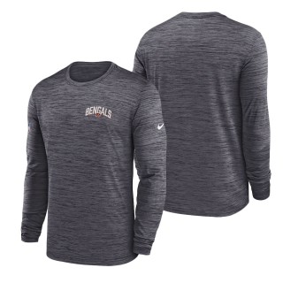 Men's Cincinnati Bengals Charcoal Velocity Athletic Stack Performance Long Sleeve T-Shirt