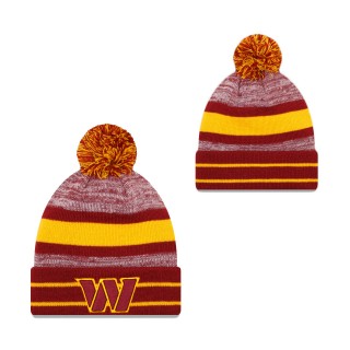 Washington Commanders Burgundy Stripe Pom Knit Hat