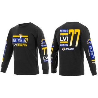 Super Bowl LVI Champions Rams Andrew Whitworth Black Long Sleeve T-Shirt
