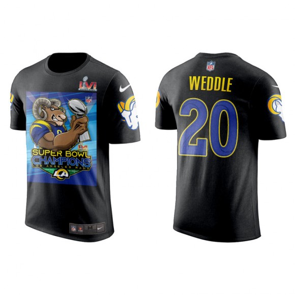 Super Bowl LVI Champions Rams Eric Weddle Black Cartoon T-Shirt