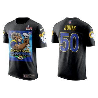 Super Bowl LVI Champions Rams Ernest Jones Black Cartoon T-Shirt