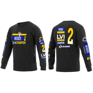 Super Bowl LVI Champions Rams Robert Woods Black Long Sleeve T-Shirt