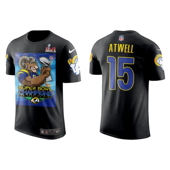 Super Bowl LVI Champions Rams Tutu Atwell Black Cartoon T-Shirt
