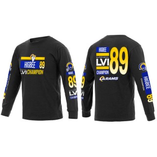 Super Bowl LVI Champions Rams Tyler Higbee Black Long Sleeve T-Shirt