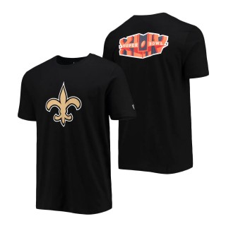 New Orleans Saints New Era Black Patch Up Collection Super Bowl XLIV T-Shirt