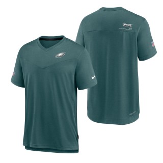 Men's Philadelphia Eagles Midnight Green Sideline Coach Chevron Lock Up Performance T-Shirt