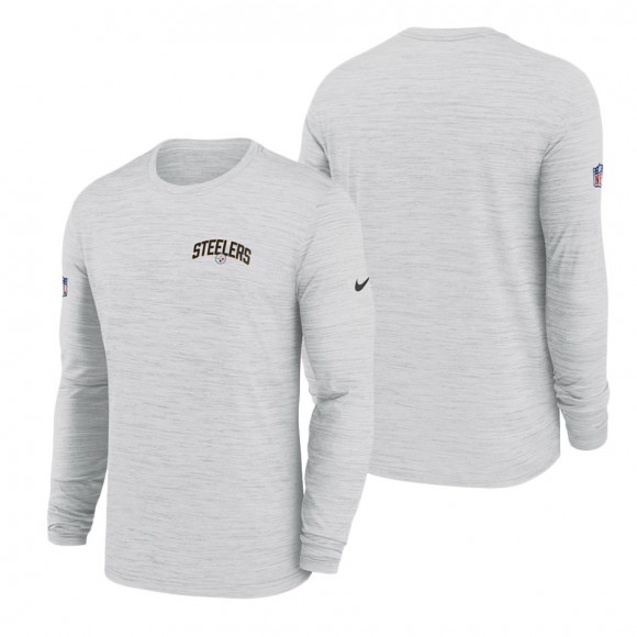 Men's Pittsburgh Steelers White Velocity Athletic Stack Performance Long Sleeve T-Shirt