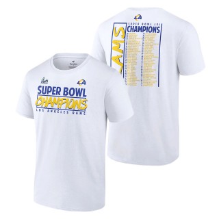 Los Angeles Rams White Super Bowl LVI Champions Stacked Roster T-Shirt