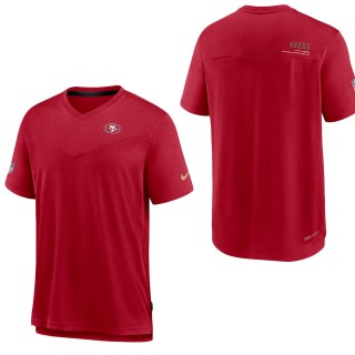 Men's San Francisco 49ers Scarlet Sideline Coach Chevron Lock Up Performance T-Shirt