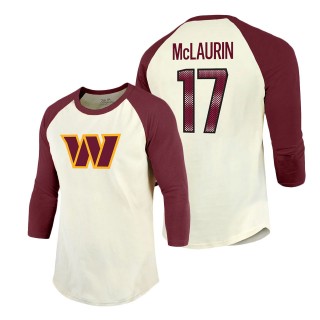 Washington Commanders Terry McLaurin Majestic Threads Cream Burgundy Name & Number Raglan 3-4 Sleeve T-Shirt