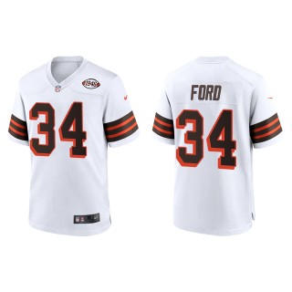 Men's Browns Jerome Ford White 1946 Collection Game Jersey