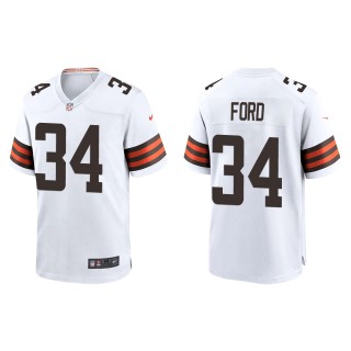 Men's Browns Jerome Ford White Game Jersey