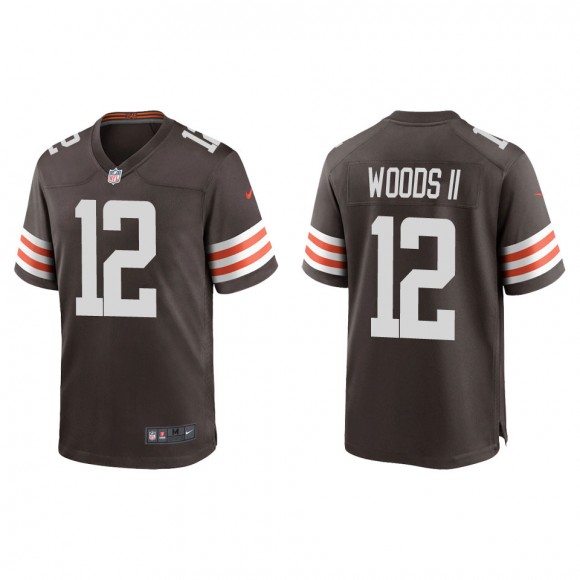 Men's Browns Michael Woods II Brown Game Jersey