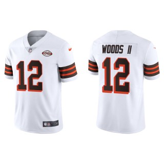 Men's Browns Michael Woods II White 1946 Collection Limited Jersey